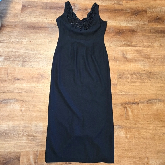Laurence Kazar Dresses & Skirts - Vintage Laurence Kazar Black Dress with Elegant Bead Detailing Size 10